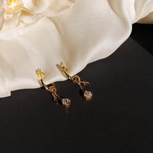 Moon and Stardust Earrings with Charm