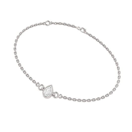 Solzen Pear Solitaire Moissanite Bracelet