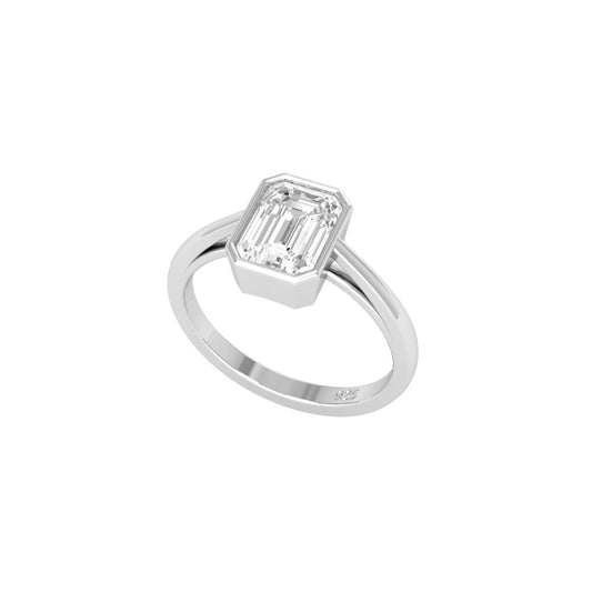 White Emerald Solitaire Moissanite Ring