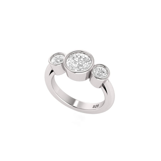 Three Stone Round Moissanite Ring