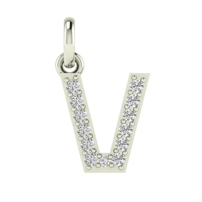 V alphabet  moissanite charm