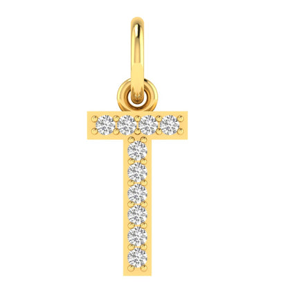 T alphabet moissanite charm