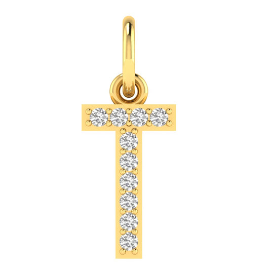 T alphabet moissanite charm