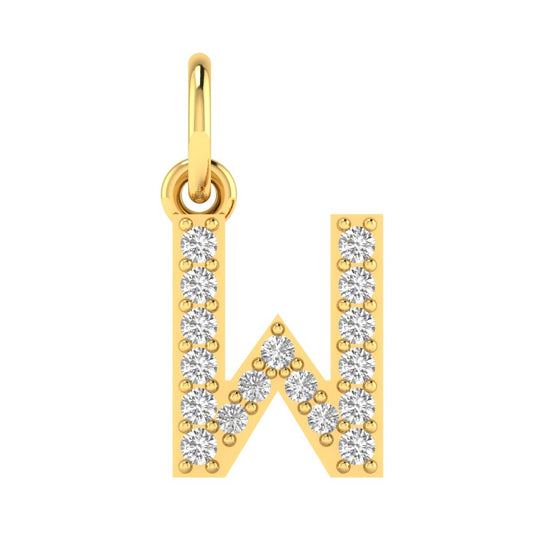 W alphabet moissanite charm