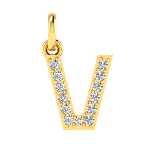 V alphabet  moissanite charm
