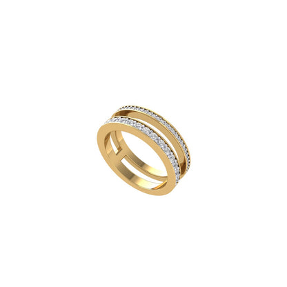 Moissanite and Gold Eternity Dual Ring