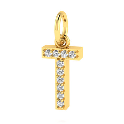 T alphabet moissanite charm
