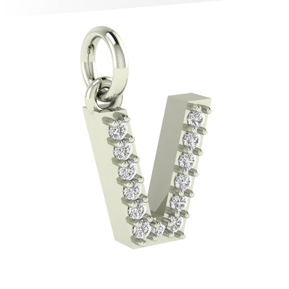 V alphabet  moissanite charm
