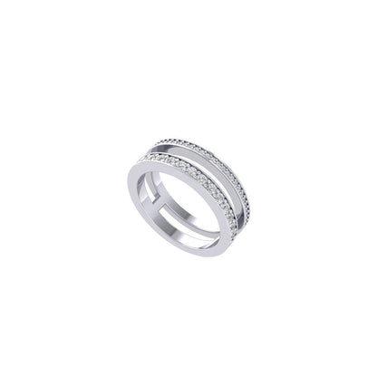 Moissanite and Gold Eternity Dual Ring