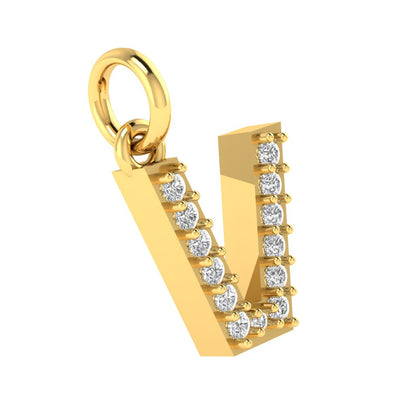V alphabet  moissanite charm