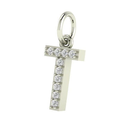 T alphabet moissanite charm