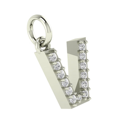 V alphabet  moissanite charm