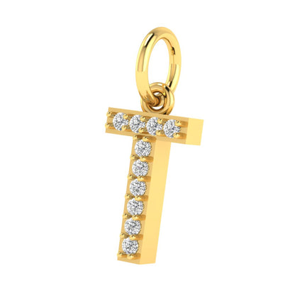 T alphabet moissanite charm