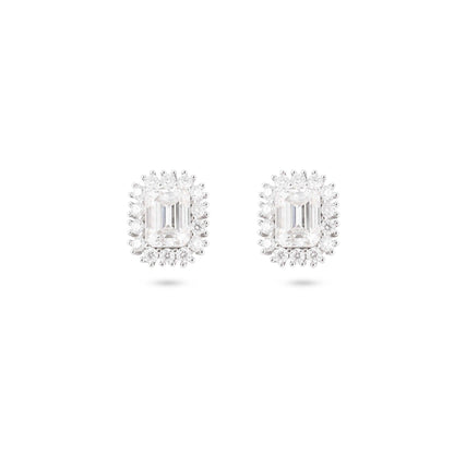 Emerald Cut Moissanite Halo Studs