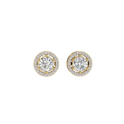 Solitaire Halo Moissanite Studs