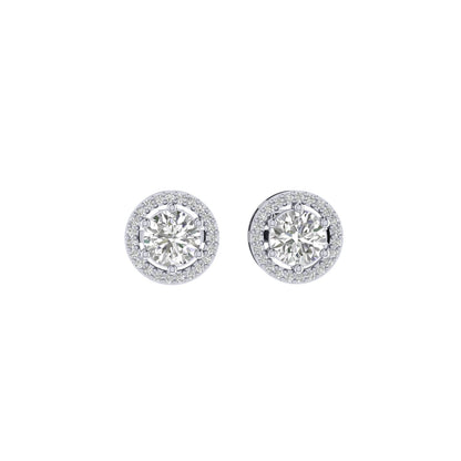 Solitaire Halo Moissanite Studs