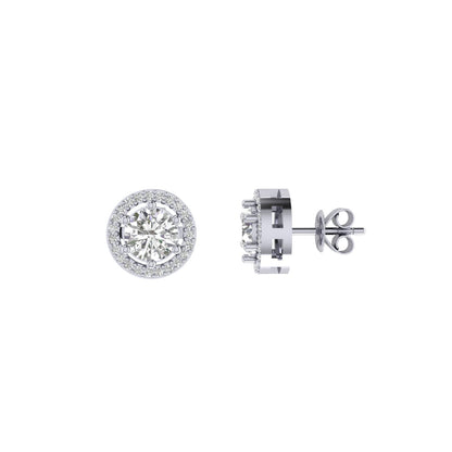 Solitaire Halo Moissanite Studs