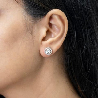 Solitaire Halo Moissanite Studs