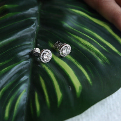 Solitaire Halo Moissanite Studs