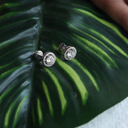 Solitaire Halo Moissanite Studs