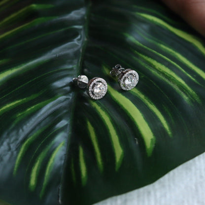 Solitaire Halo Moissanite Studs