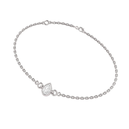 Solzen Pear Solitaire Moissanite Bracelet