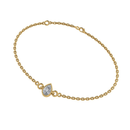 Solzen Pear Solitaire Moissanite Bracelet