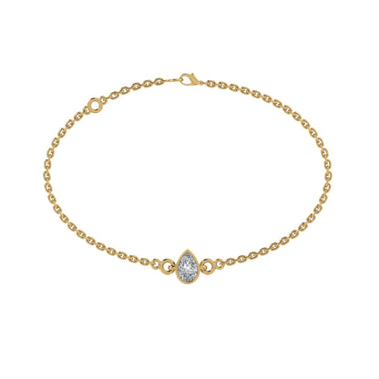 Solzen Pear Solitaire Moissanite Bracelet