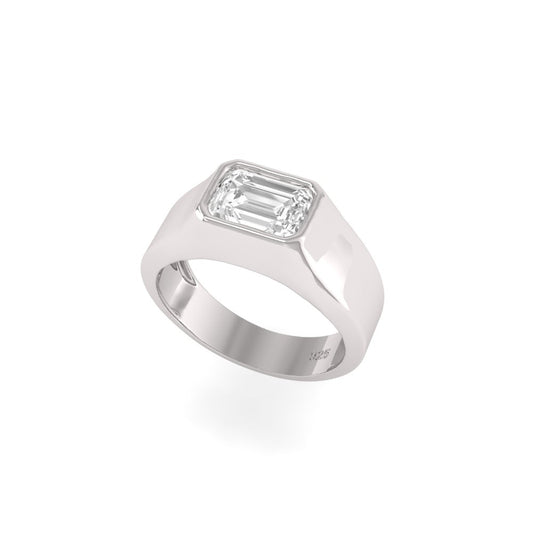 Emerald Moissanite Signet Ring