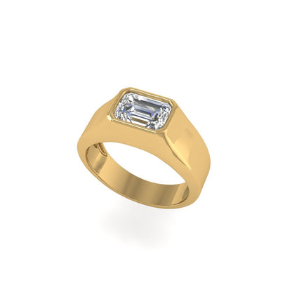Emerald Moissanite Signet Ring