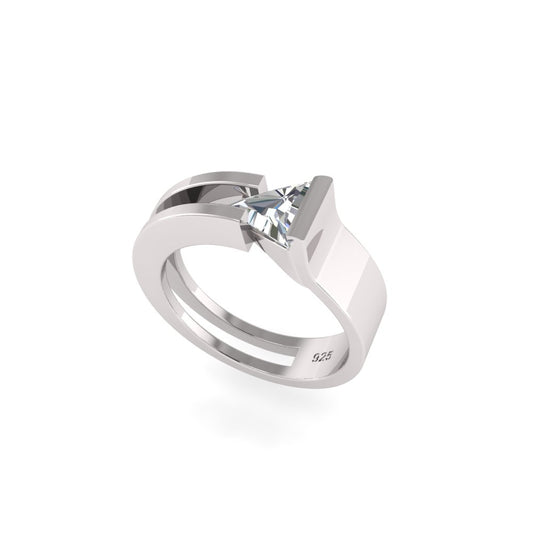 Solitary Trillion Moissanite Ring