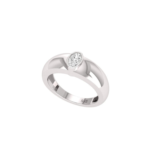 Oval moissanite signet ring