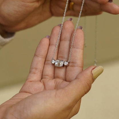 Three Stone Moissanite Pendant