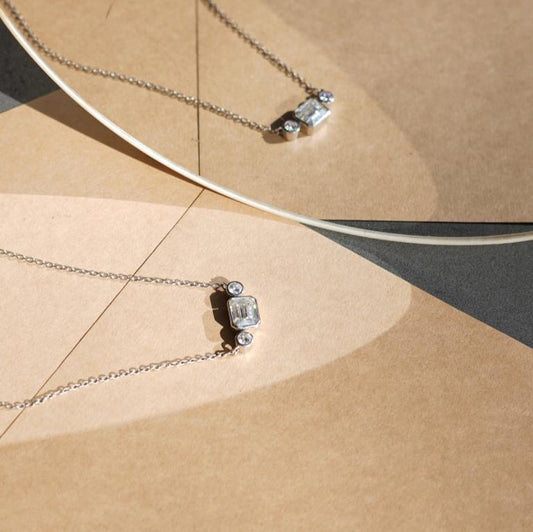 Three Stone Moissanite Pendant