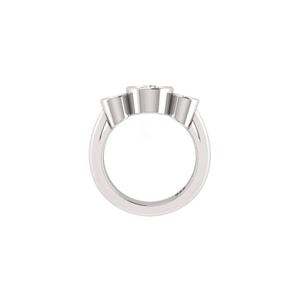Three Stone Round Moissanite Ring