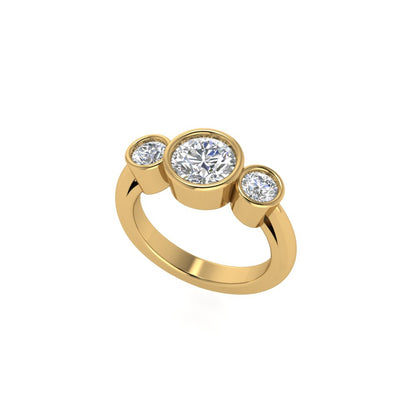 Three Stone Round Moissanite Ring