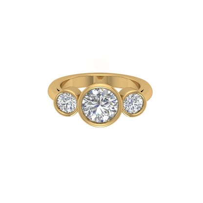Three Stone Round Moissanite Ring