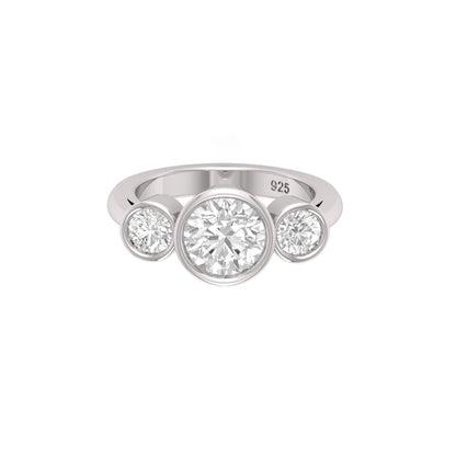 Three Stone Round Moissanite Ring