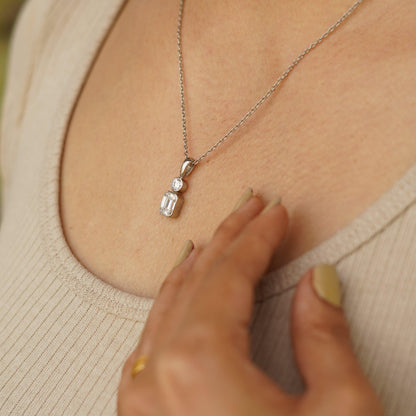 Two Stone Moissanite Pendant