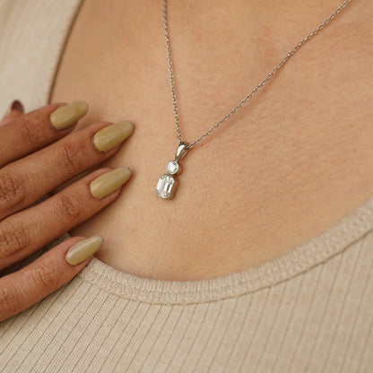 Two Stone Moissanite Pendant