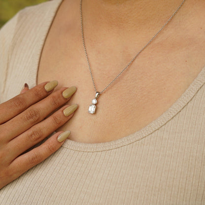 Two Stone Moissanite Pendant