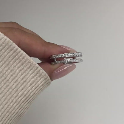 Moissanite and Gold Eternity Dual Ring