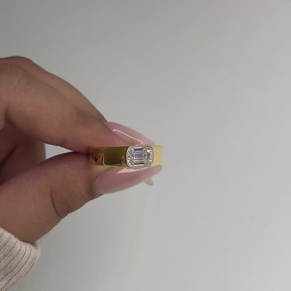Emerald Moissanite Signet Ring