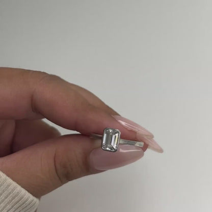 White Emerald Solitaire Moissanite Ring