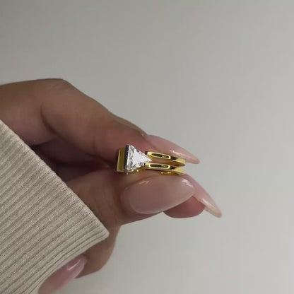 Solitary Trillion Moissanite Ring