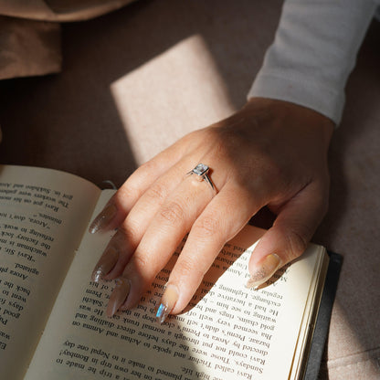 White Emerald Solitaire Moissanite Ring