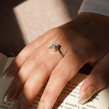 White Emerald Solitaire Moissanite Ring